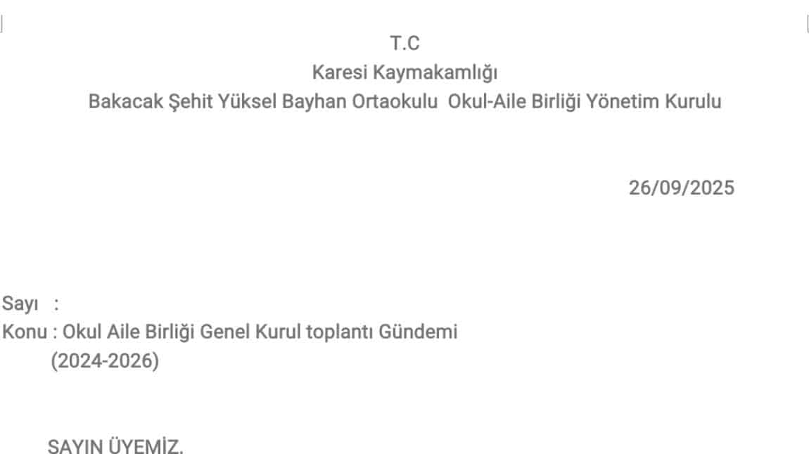 Okul Aile Birliği Toplantısı 